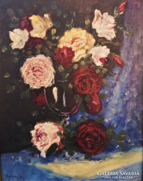 Ilnitzky j. (Operated at the beginning of the 19th century) a painting of a still life around 1930 with an original guarantee