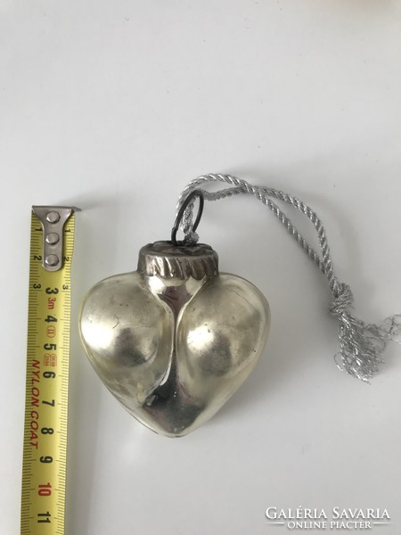 Old thick glass heart Christmas tree decoration