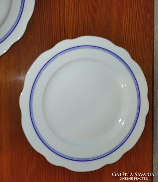 Zsolnay porcelán lapos tányér kék csíkos 23cm