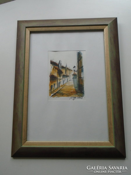 Framed picture, Spanish (maybe) watercolor
