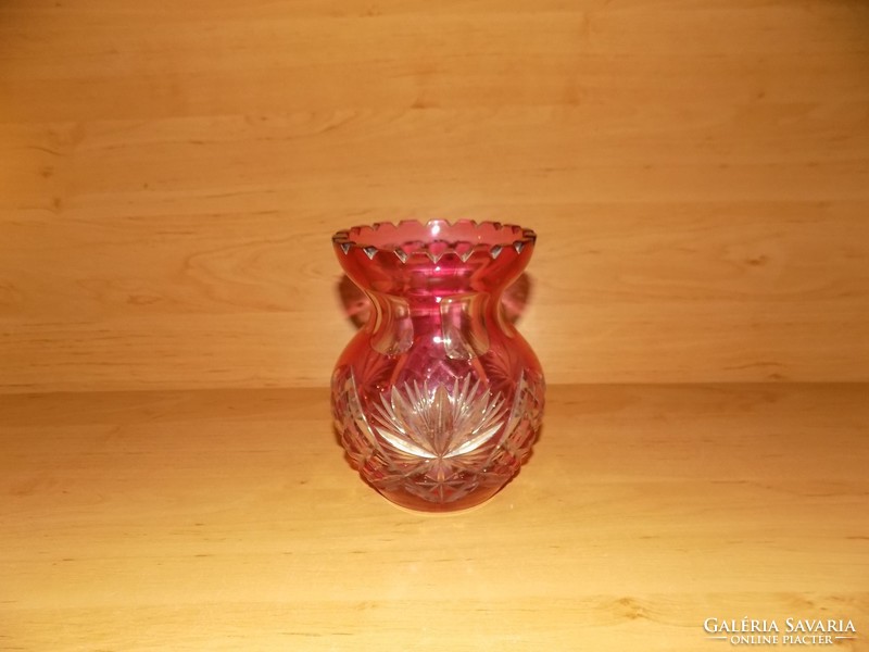 Gyönyörű rózsaszín üveg váza 13,5 cm (20/d)