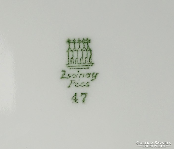 1H810 Antik jelzett Zsolnay porcelán mélytányér készlet 12 darab