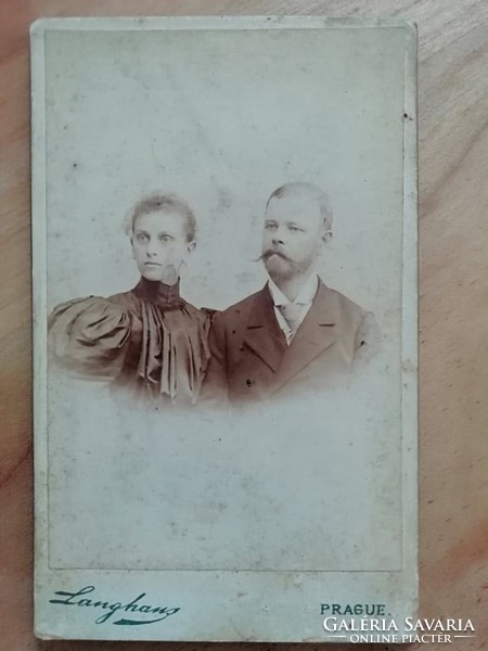 Antik fotó ,fiatal pár Jan Langhans Fényképész 1880 körül