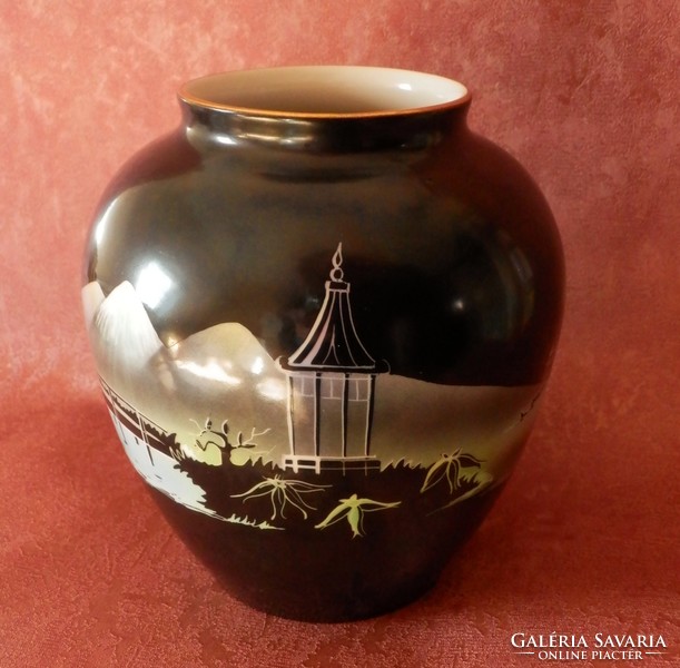 Kőbánya Kispest porcelain factory /drasche/ oriental motif vase