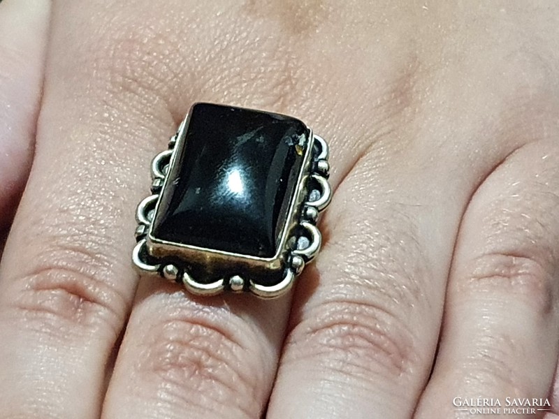 Powerful! Onyx silver ring size 8