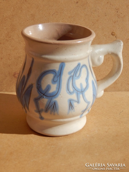 Masterpiece of folk crafts, ceramic jug with handles.12Cm, high.