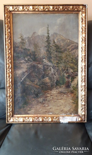 Basch Gyula (1859-1928) - "Táj a tarpataki völgyben"- olajfestmény, 65 cm x 43 cm