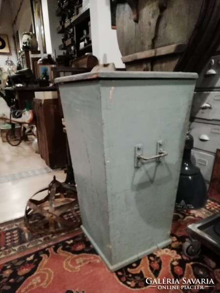 Gray industrial chest, loft storage, trash or laundry bin