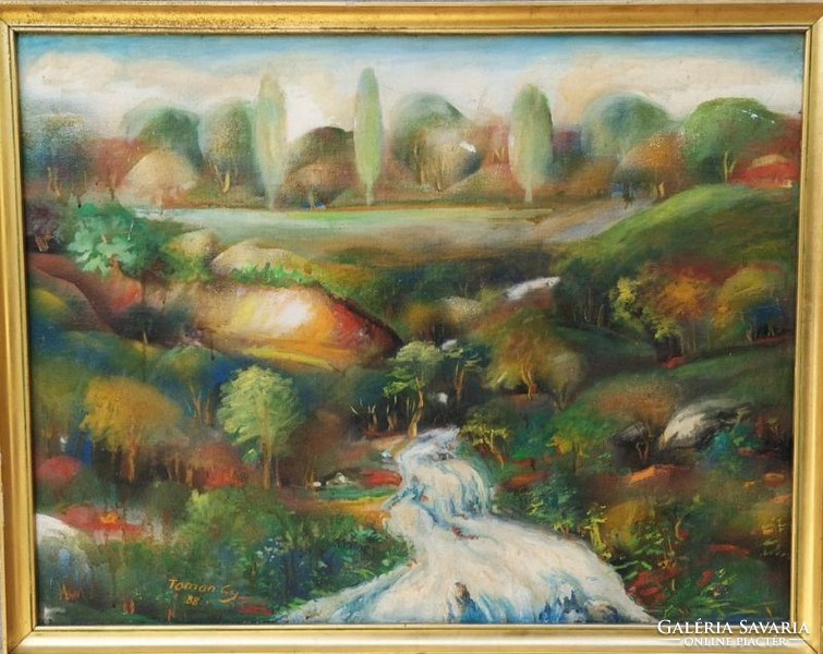 Gyula Toman: landscape with a stream