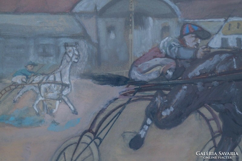 Antik festmény egy lóversenyről
