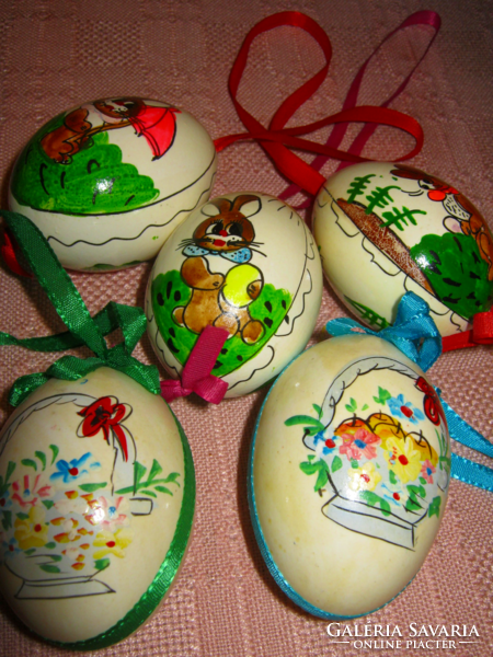 5 db retro  fújt  húsvéti tojás dekoráció