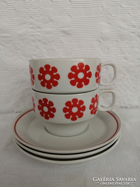 Hollóházi stilizált virág /amőba mintás teás csésze párban