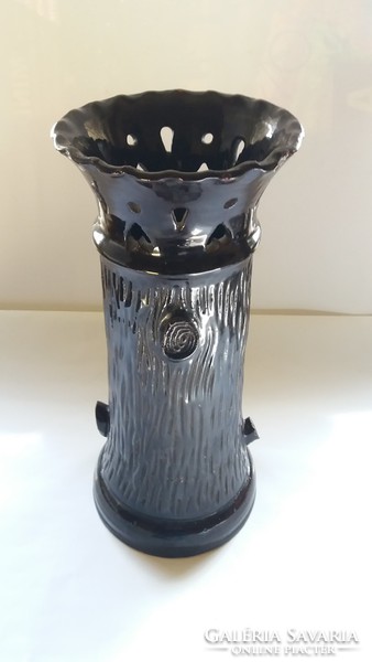 Badár i., Gádoros: tree trunk-shaped ceramic vase 30 cm rare collection
