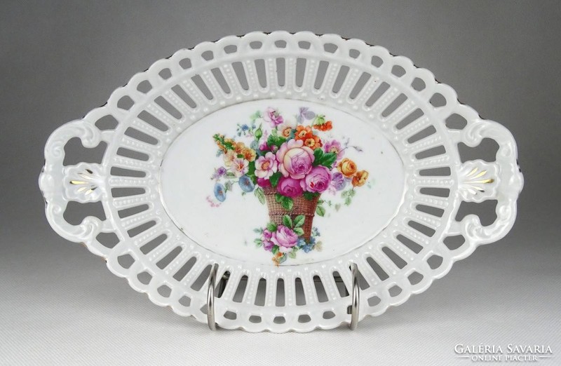 1H504 old openwork porcelain table middle serving basket 27 cm
