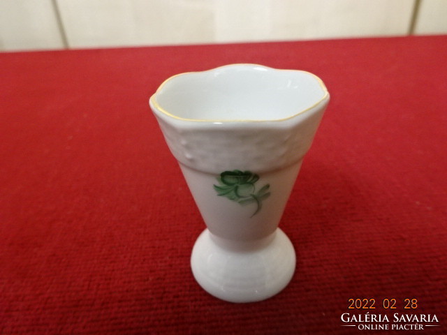 Herendi porcelán antik mini váza, zöld mintával,  magassága 5 cm. Vanneki! Jókai.