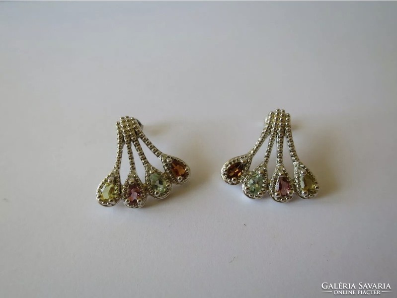 Genuine tourmaline gemstone sterling silver earring 925 / - new