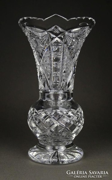 1H508 Régi hibátlan talpas csiszolt kristály váza 22 cm