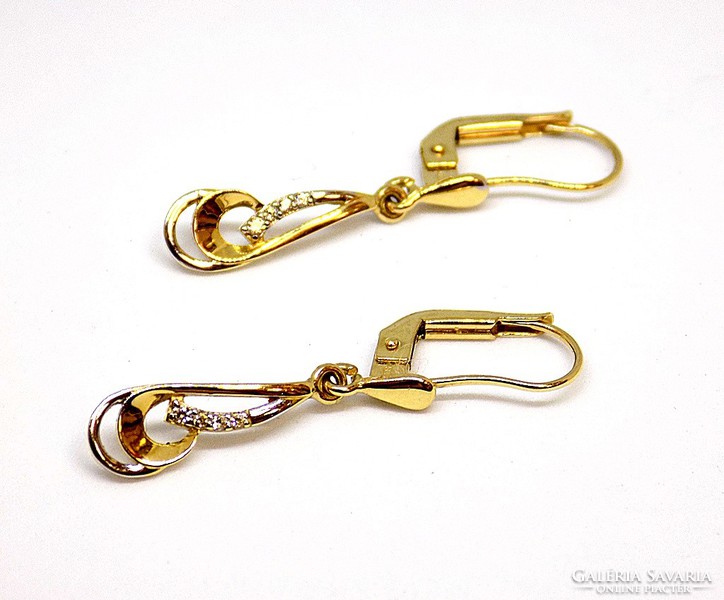 Yellow and white gold stone dangling earrings (zal-au104850)