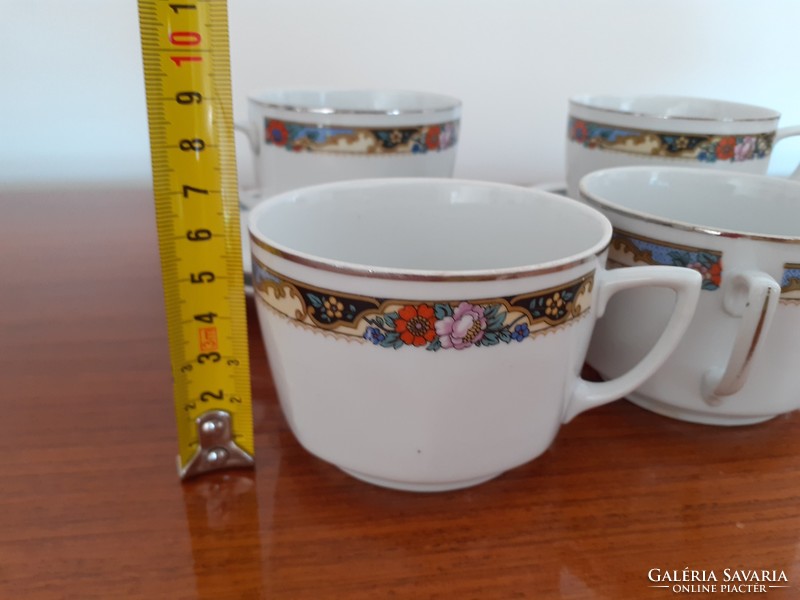 Régi Zsolnay porcelán virágos teás csésze 4 db