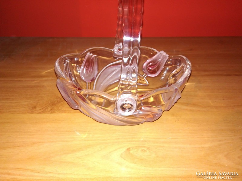Embossed tulip pattern, beautiful beautiful, flawless glass basket - offering!