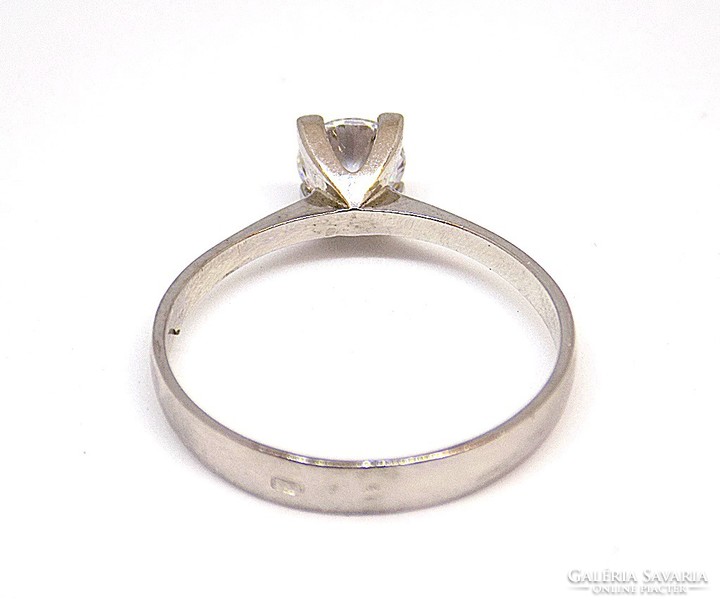 White gold stone solitaire ring (zal-au91988)