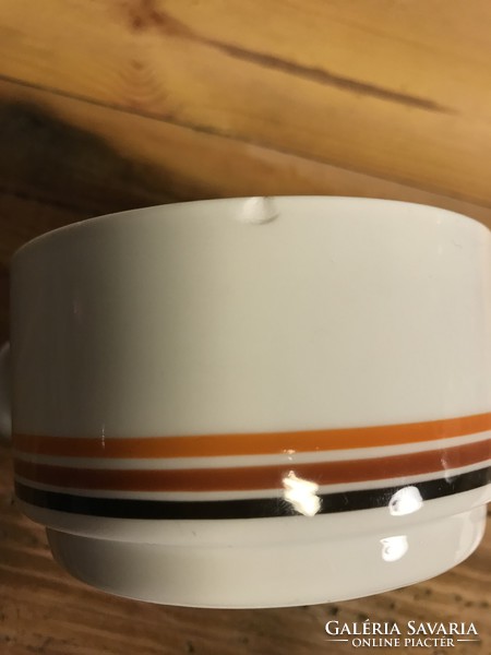 Retro yellow-brown striped lowland porcelain mug set 6pcs.