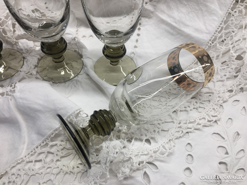 Smoked glass wine goblet set