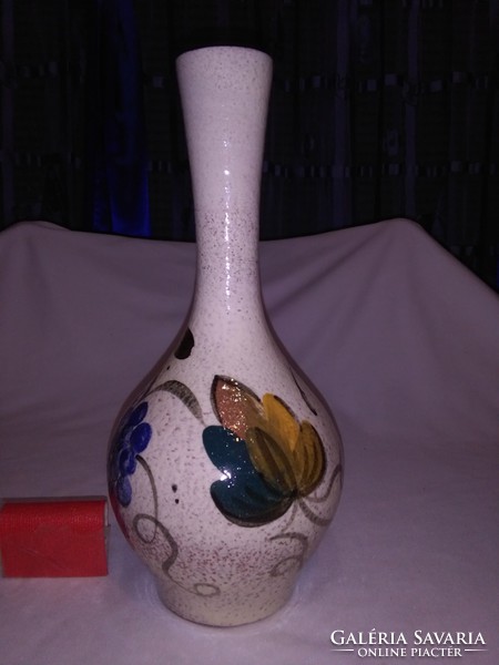 Retro grape patterned ceramic vase - 28 cm