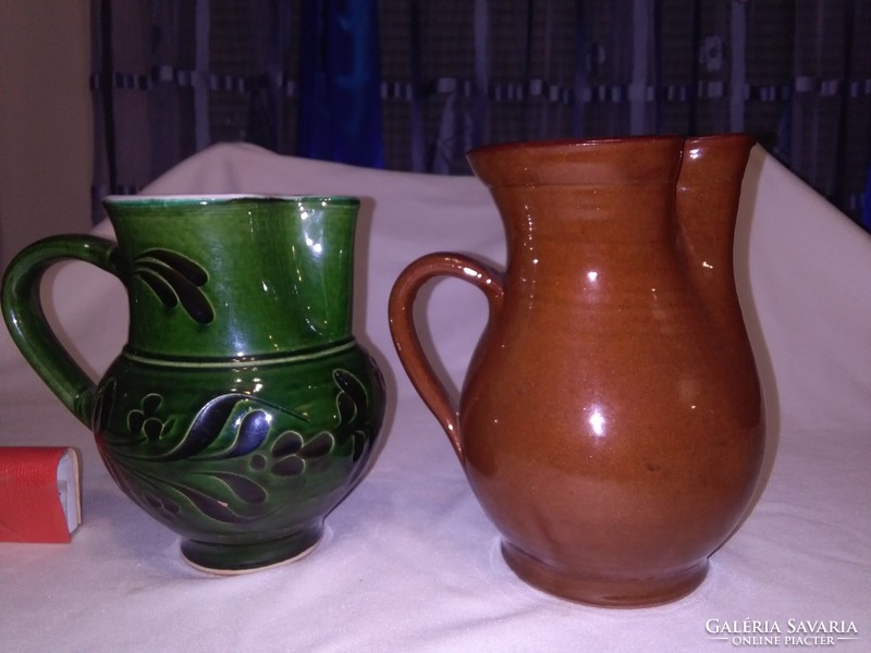Two glazed tile jugs - together - field trip, ...