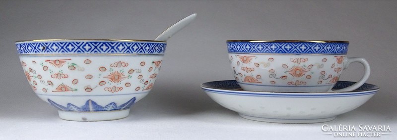 1H804 Régi vegyes kínai porcelán étkészlet 4 darab