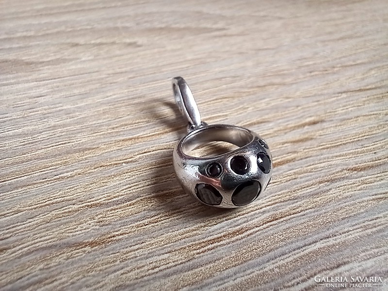 Charm decorated with silver black zirconia stones