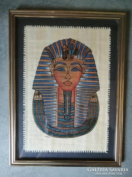Pharaoh Tutankhamun, framed picture of an Egyptian papyrus