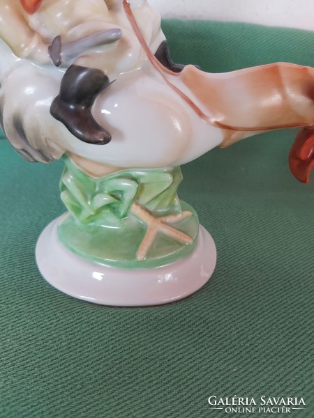 Gyönyörű Herendi Kakas Marci hibátlan vitrin állapotban címkés nipp figura nosztalgia porcelán