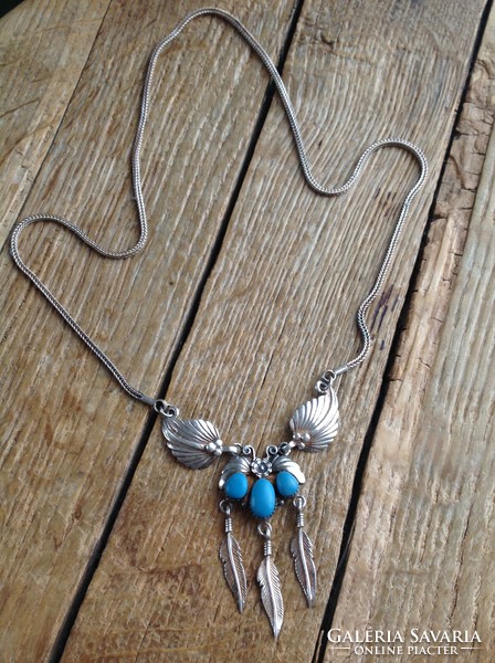 Old Navajo Native American silver necklace