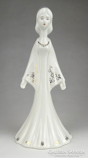 1H837 old aquincum porcelain shawl girl figurine 25.5 Cm