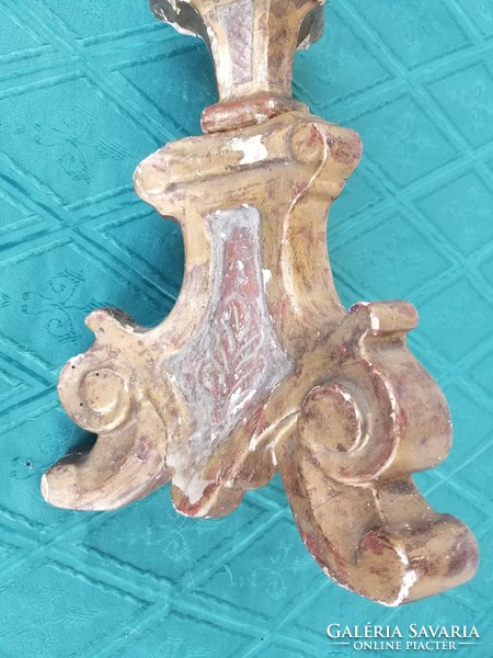 Carved wooden baroque candle holder