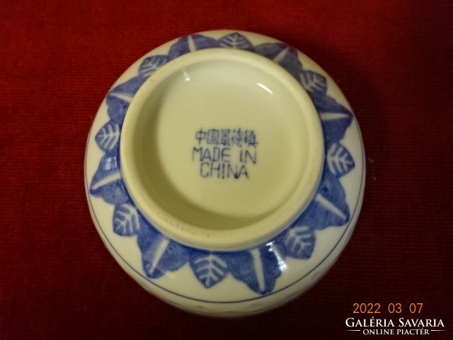 Kínai porcelán rizses tál kanállal, kék színű, átlátszó. Vanneki! Jókai.