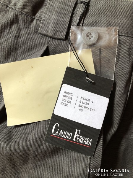 Új, címkés szürke Claudio Ferrara férfi nadrág