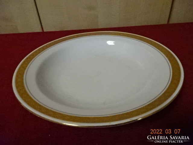 Lowland porcelain deep plate, gold edged, diameter 23 cm. He has! Jókai.