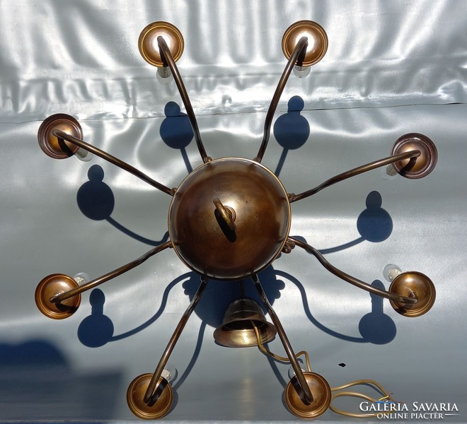 Flemish large size copper chandelier with 8 arms