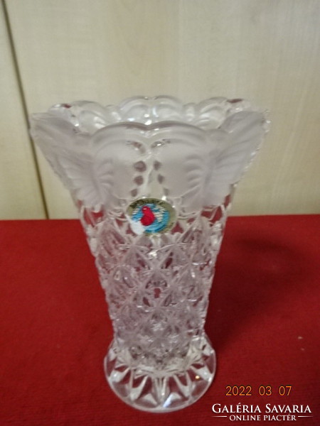 Hofbauer német ólomkristály váza, lepke mintával. Vanneki! Jókai.