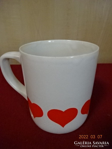 Granite porcelain cup with heart-shaped pattern, height 9 cm. He has! Jókai.