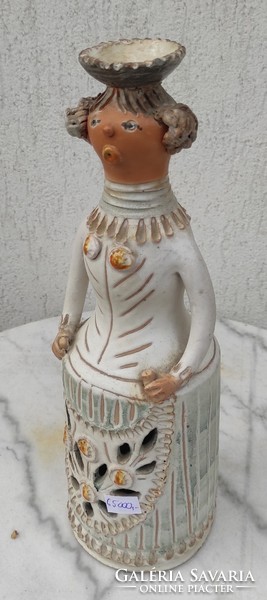Kiss Roóz Ilona kerámia, Hatalmas különleges darab àttörtminta nő szobor.37 cm magas!!!