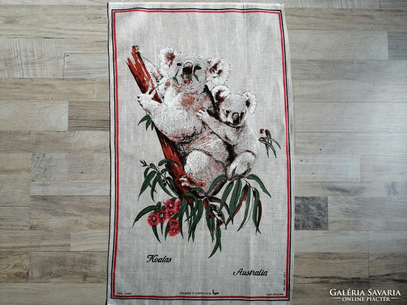 Koala patterned linen kitchen towel, kitchen towel
