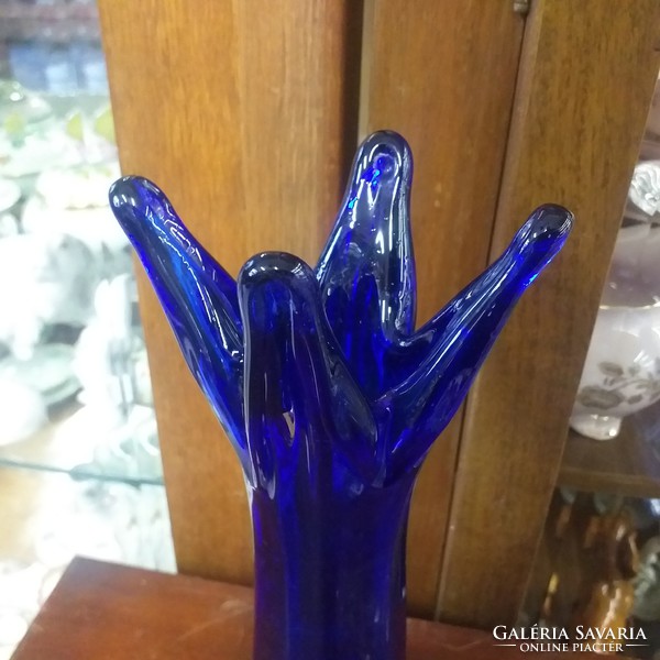 Kobalt Kék Vastag Kristály Váza.26.5 cm.