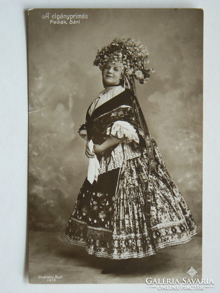 FEDÁK SÁRI (A CIGÁNYPRÍMÁS), FOTÓ 1913, POST CARD, KÉPESLAP (9X14 CM) EREDETI