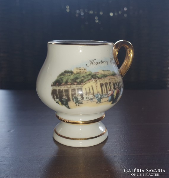 2 db Atelier, Karlovy Vary porcelán korsó, 6 cm magas