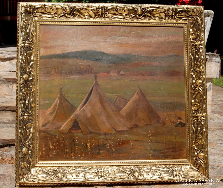 Udvardy Ignác (1877-1961): Nagybányai táj sátrakkal - szerepelt a Nagybánya 100 éves kiállításon