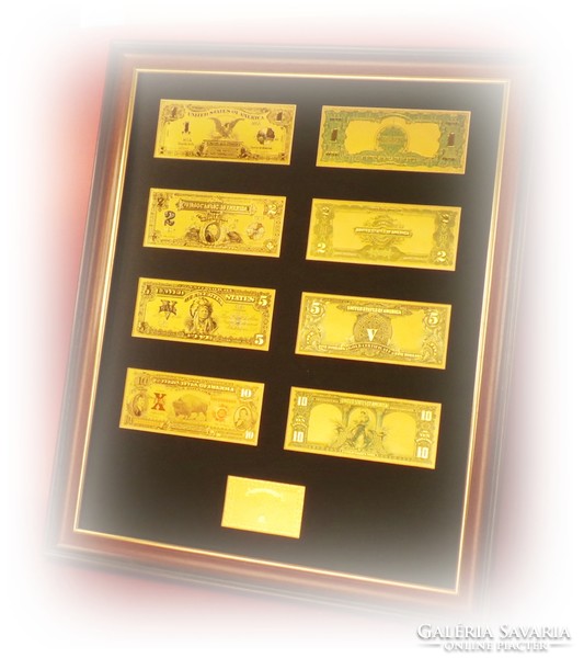 Historical dollars plated with gold and nicely framed