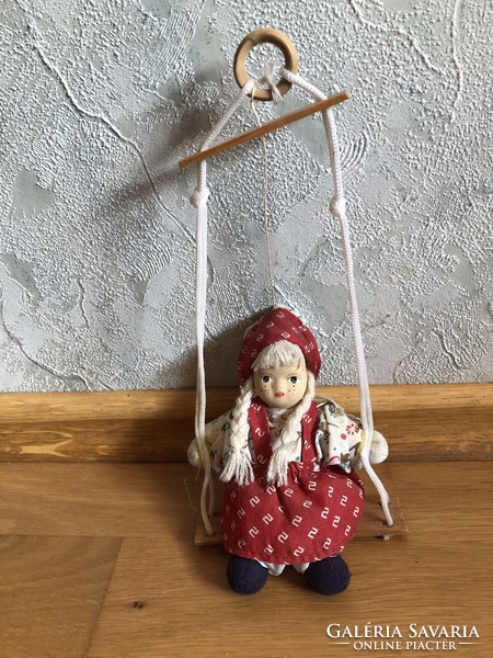 Antique old porcelain / ceramic head rocking girl with baby 8.